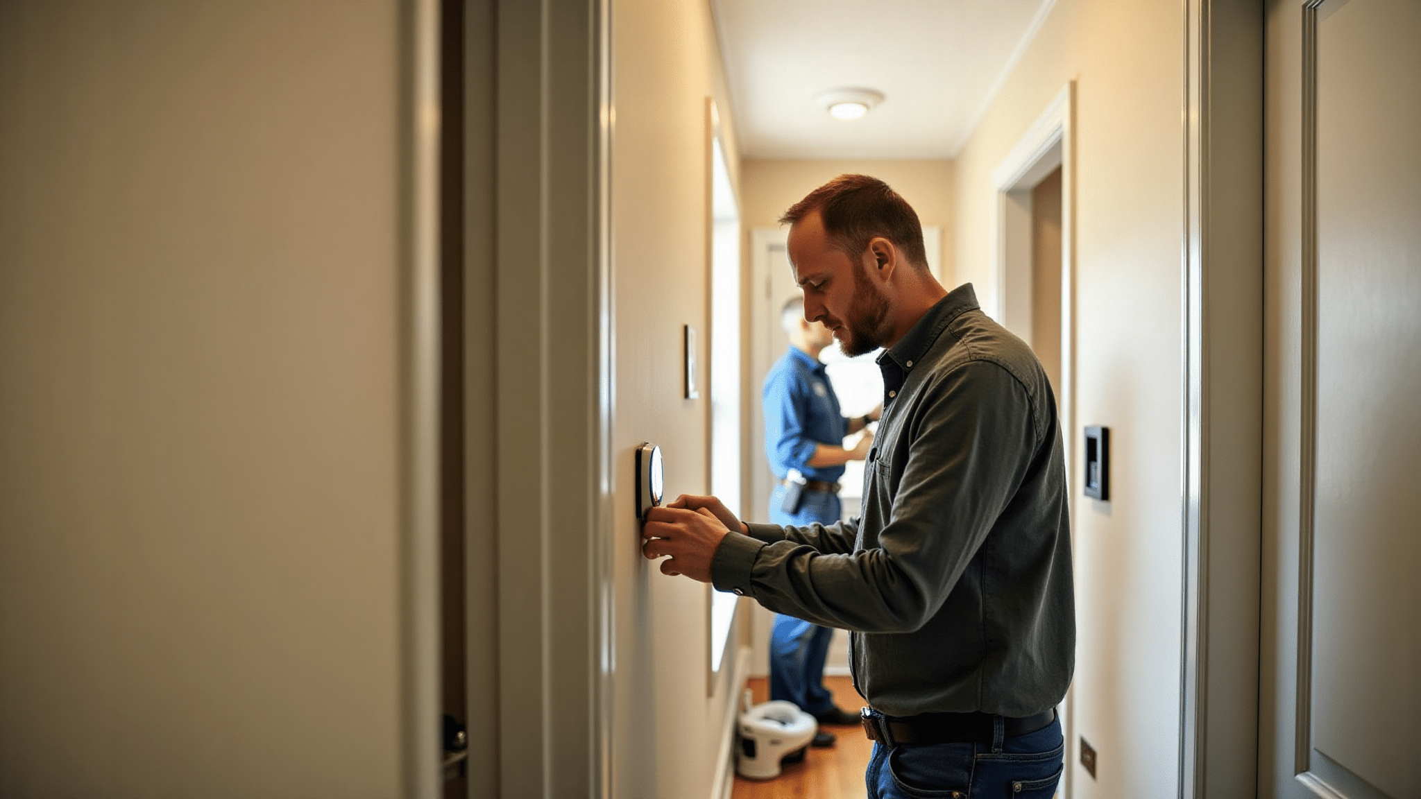 HVAC technician helping a Midlands homeowner with an emergency heating and cooling repair